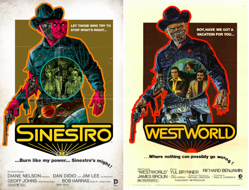 Illustration for article titled Your Favorite DC Superheroes, Drawn Into Famous Movie Posters